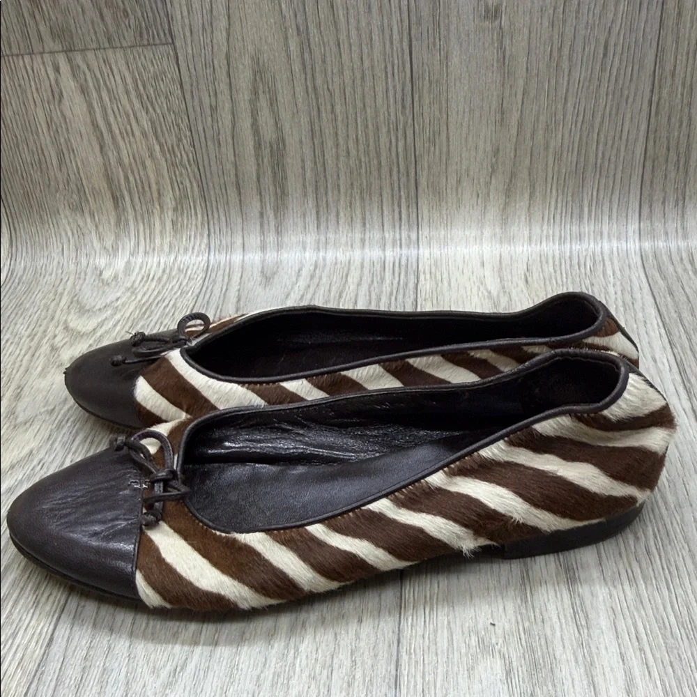 Tory Burch Brown Zebra Print Flats